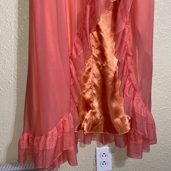 NWT Ieena for Mac Duggal Orange One Sleeve Ruffled Hem Gown 55924 Size 8 - Picture 7 of 16